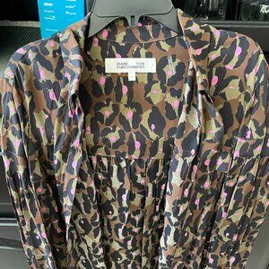 Diane VonFurstenburg women's blouse in multi-color animal print